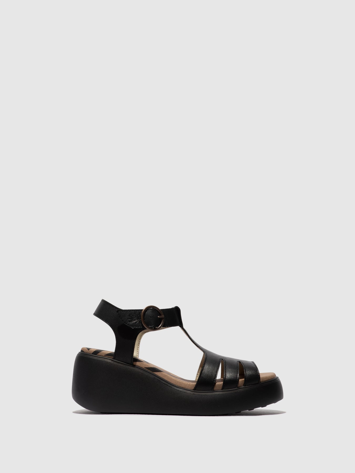 Black Fly London T-Strap Sandals Women's Sandals | 597386UJO