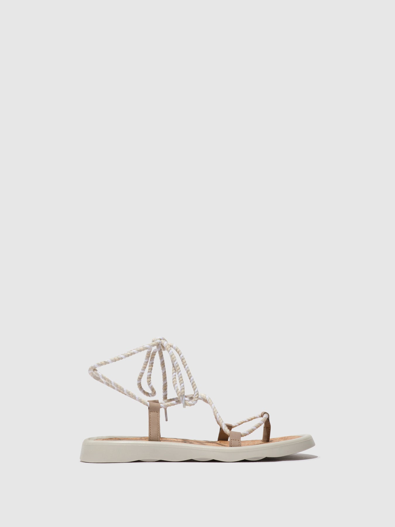 Concrete(Offwhite) Fly London Lace-up Sandals Women's Sandals | 673809IMF