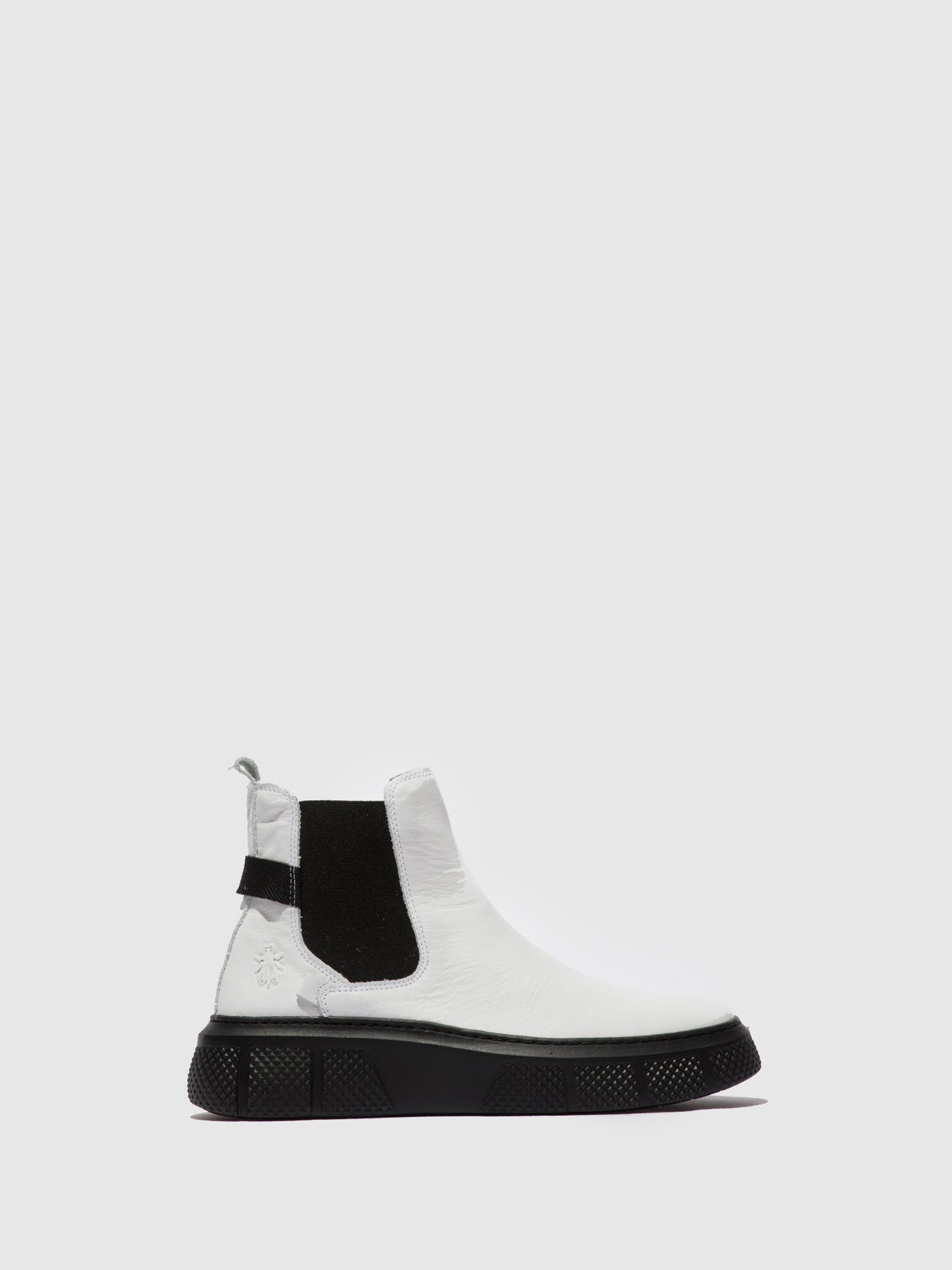 Dublin White (Black Sole) Fly London Chelsea Boots Women's Ankle Boots | 671540YHR