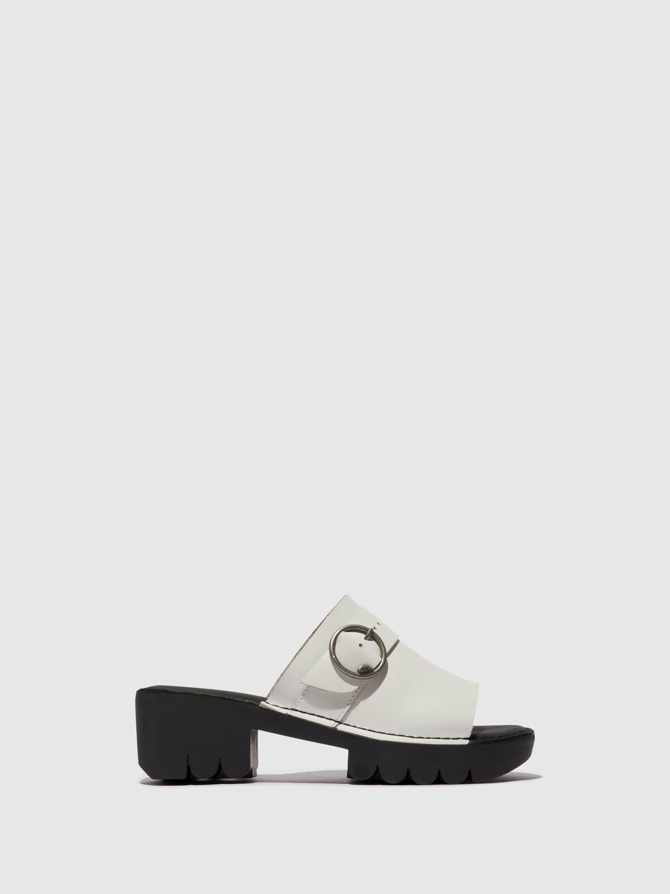 Offwhite Fly London Buckle Women's Mules | 936417YST