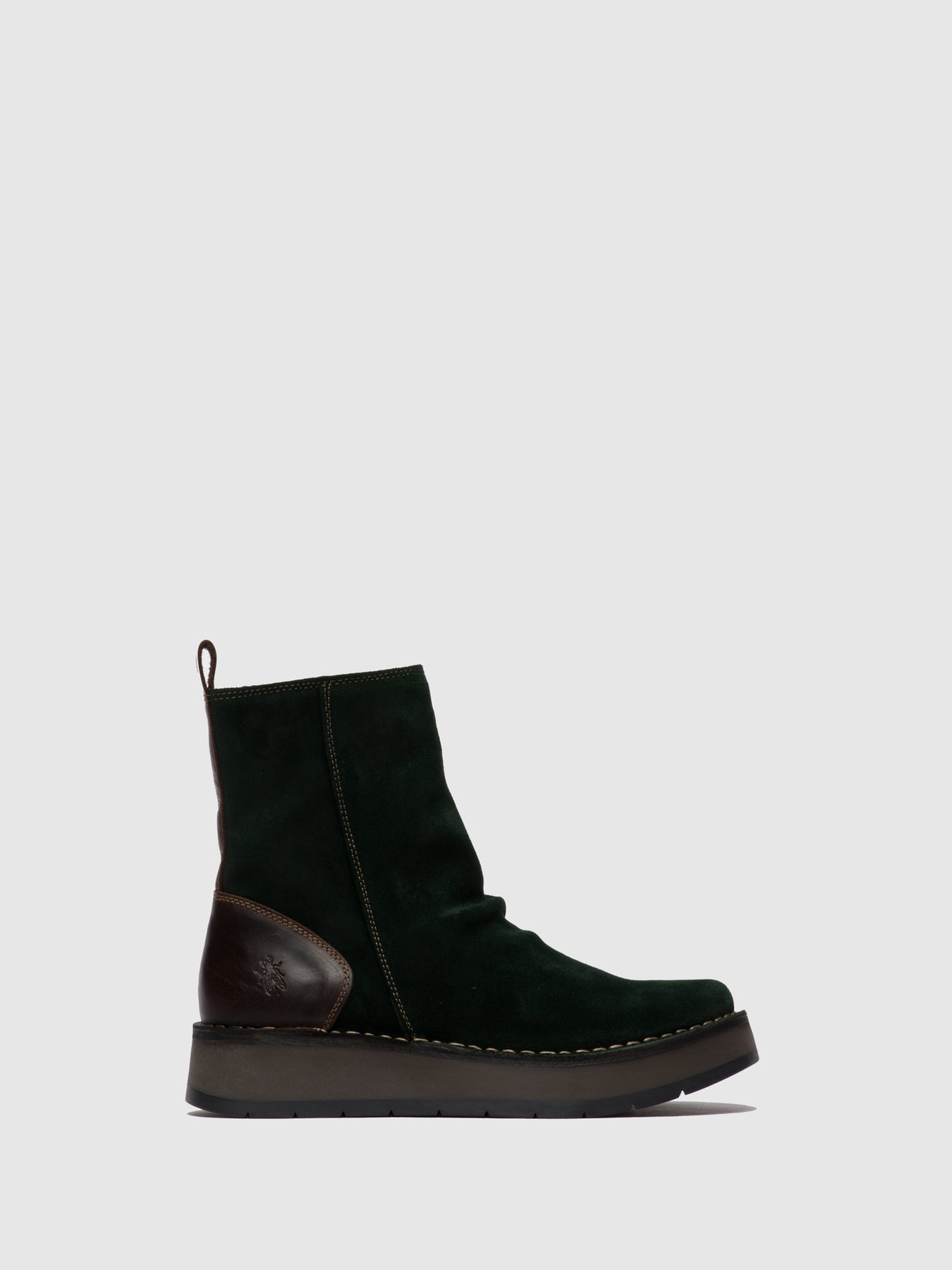 Oilsuede/Rug Green Forest/DarkBrown Fly London Zip Up Boots Women's Ankle Boots | 876145CXR