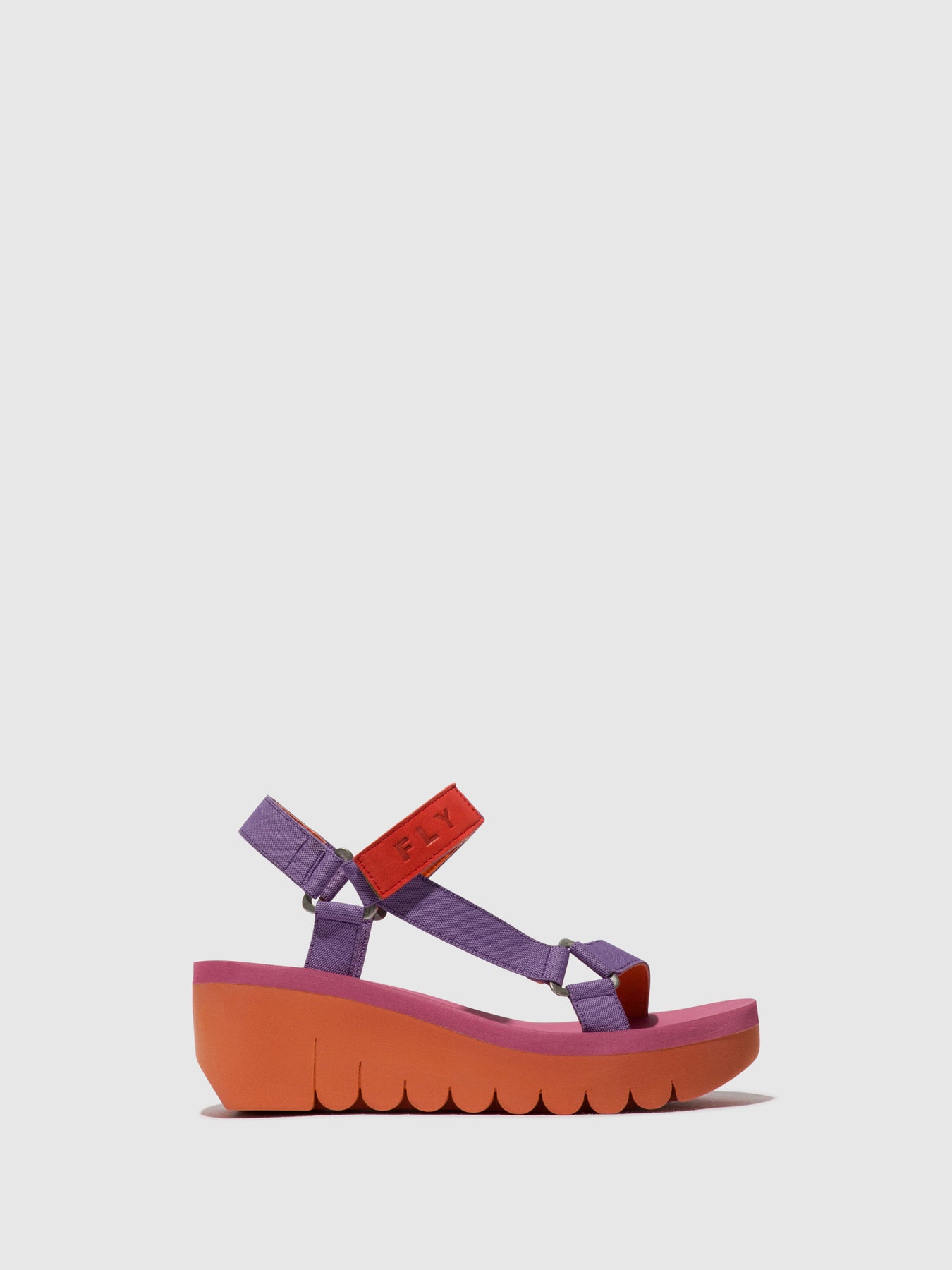 Orange/Violet (Rose) Fly London Velcro Women's Sandals | 372158HSQ