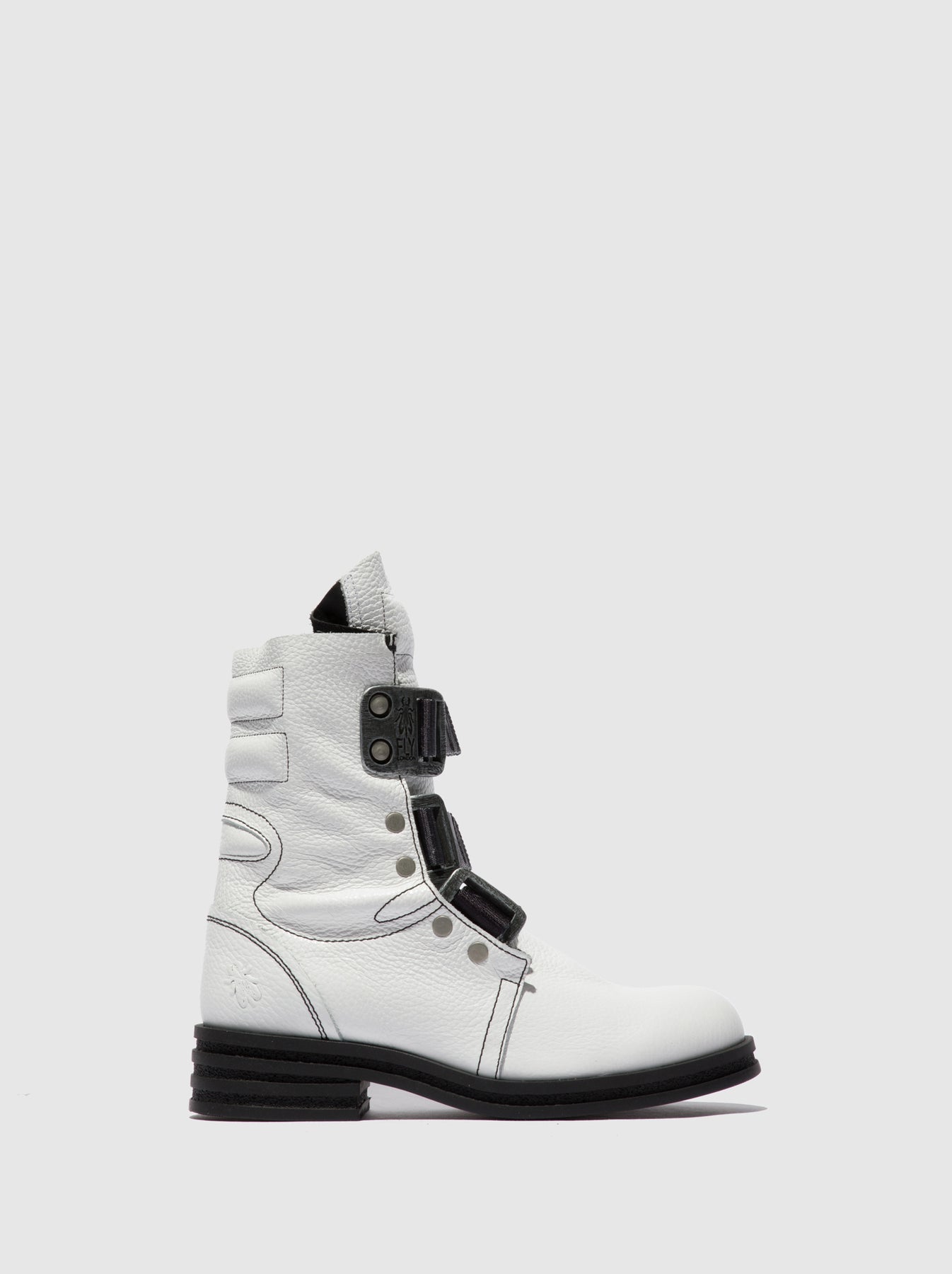 Rio White Fly London Buckle Boots Women's Ankle Boots | 790243NGC