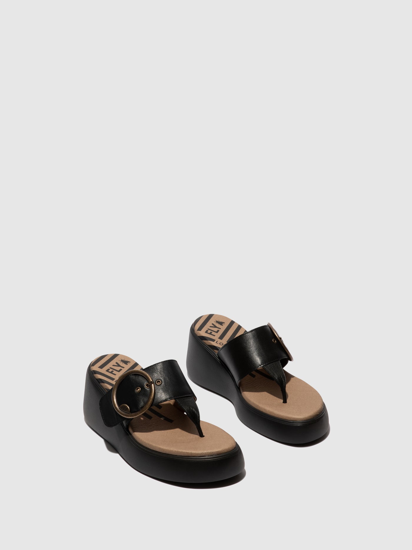 Black Fly London Buckle Women's Mules | 170428NCM