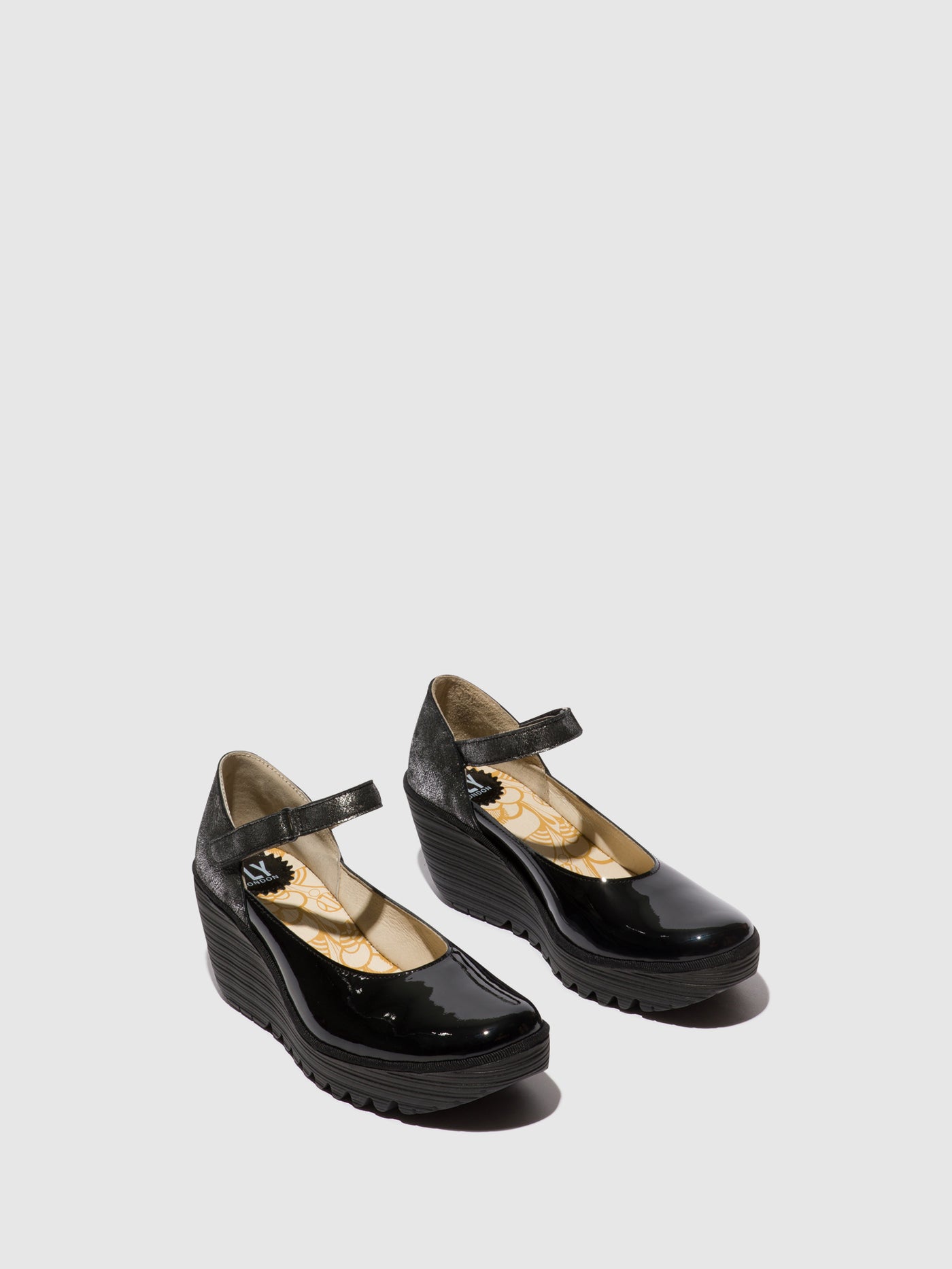 Black/Silver Fly London Mary Jane Shoes Women's Mary Jane Shoes | 079534BEL