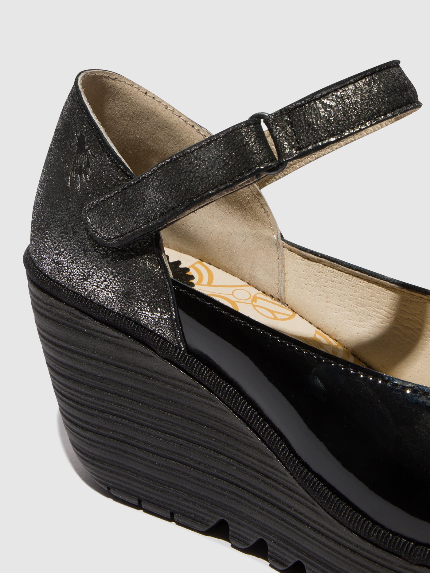 Black/Silver Fly London Mary Jane Shoes Women's Mary Jane Shoes | 079534BEL