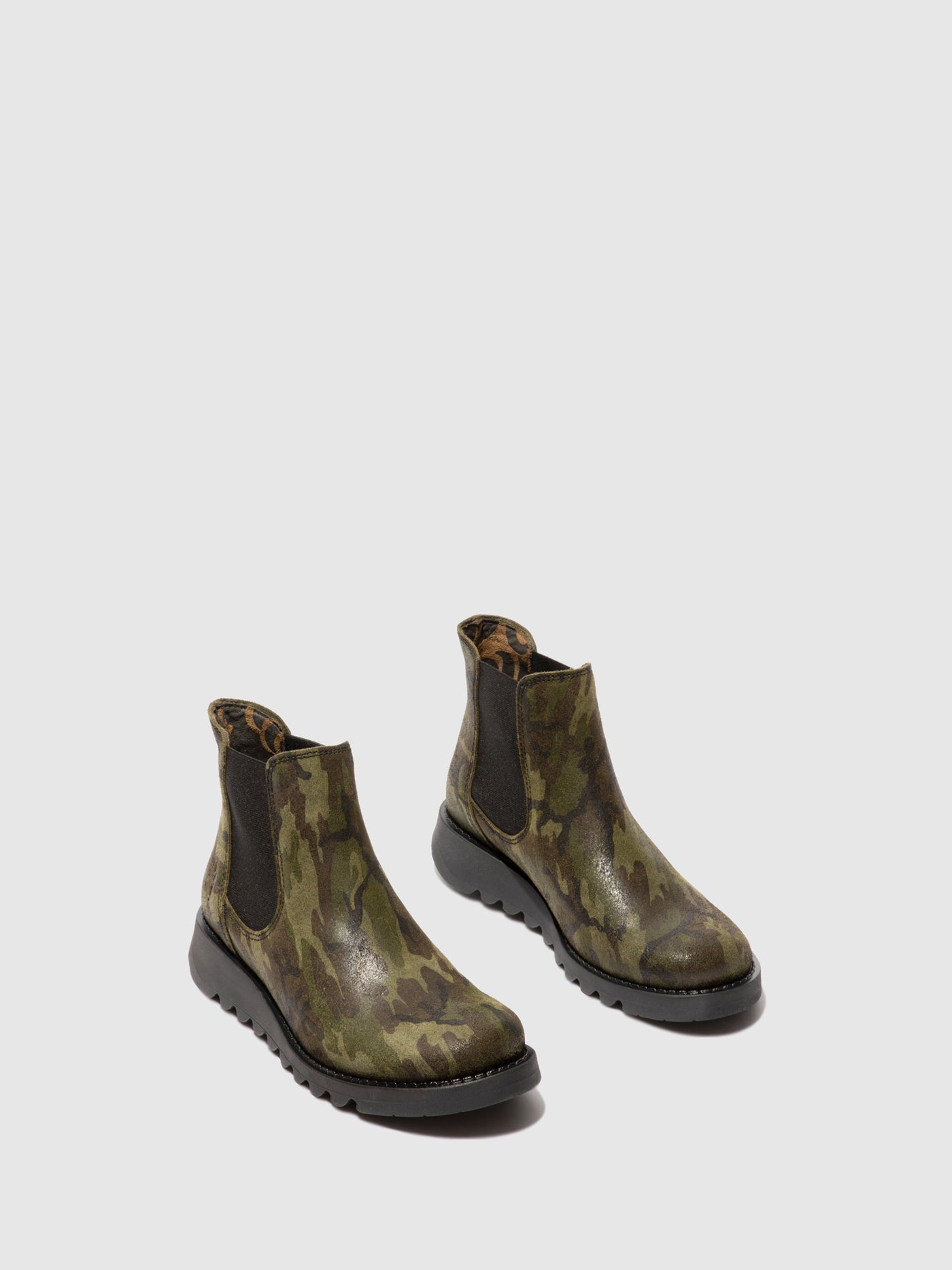 Camouflage Military Green Fly London Chelsea Boots Women's Ankle Boots | 059843QBH