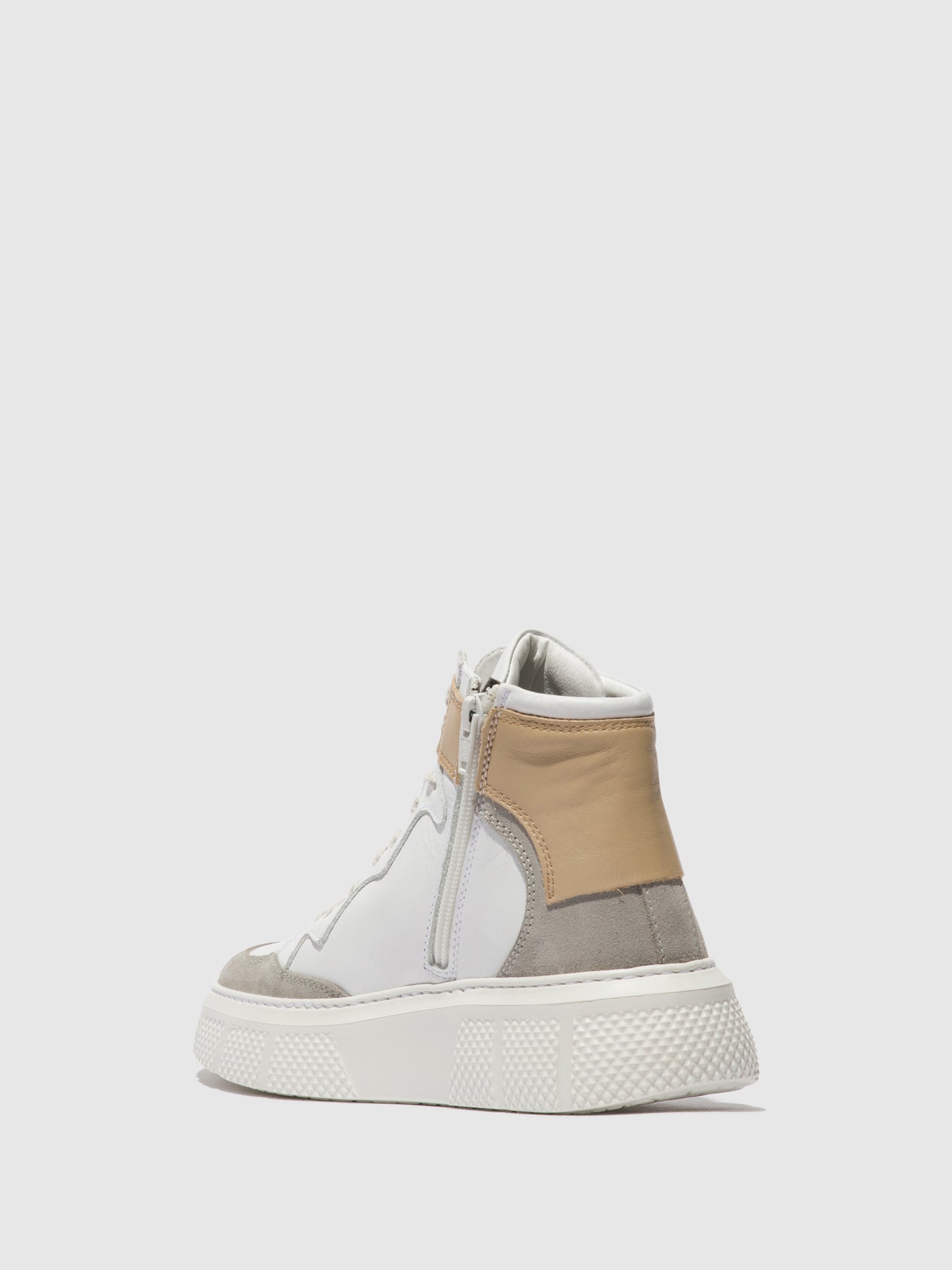 Concrete/White/Beige Fly London Lace-up Women's Sneakers | 470836MGR