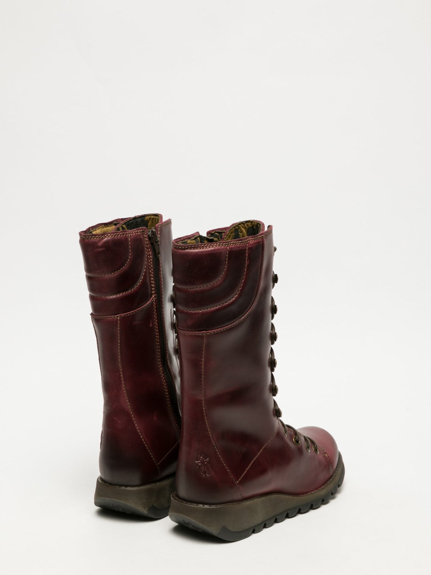 Dark Red Fly London Lace-up Boots Women's Boots | 874692PNM