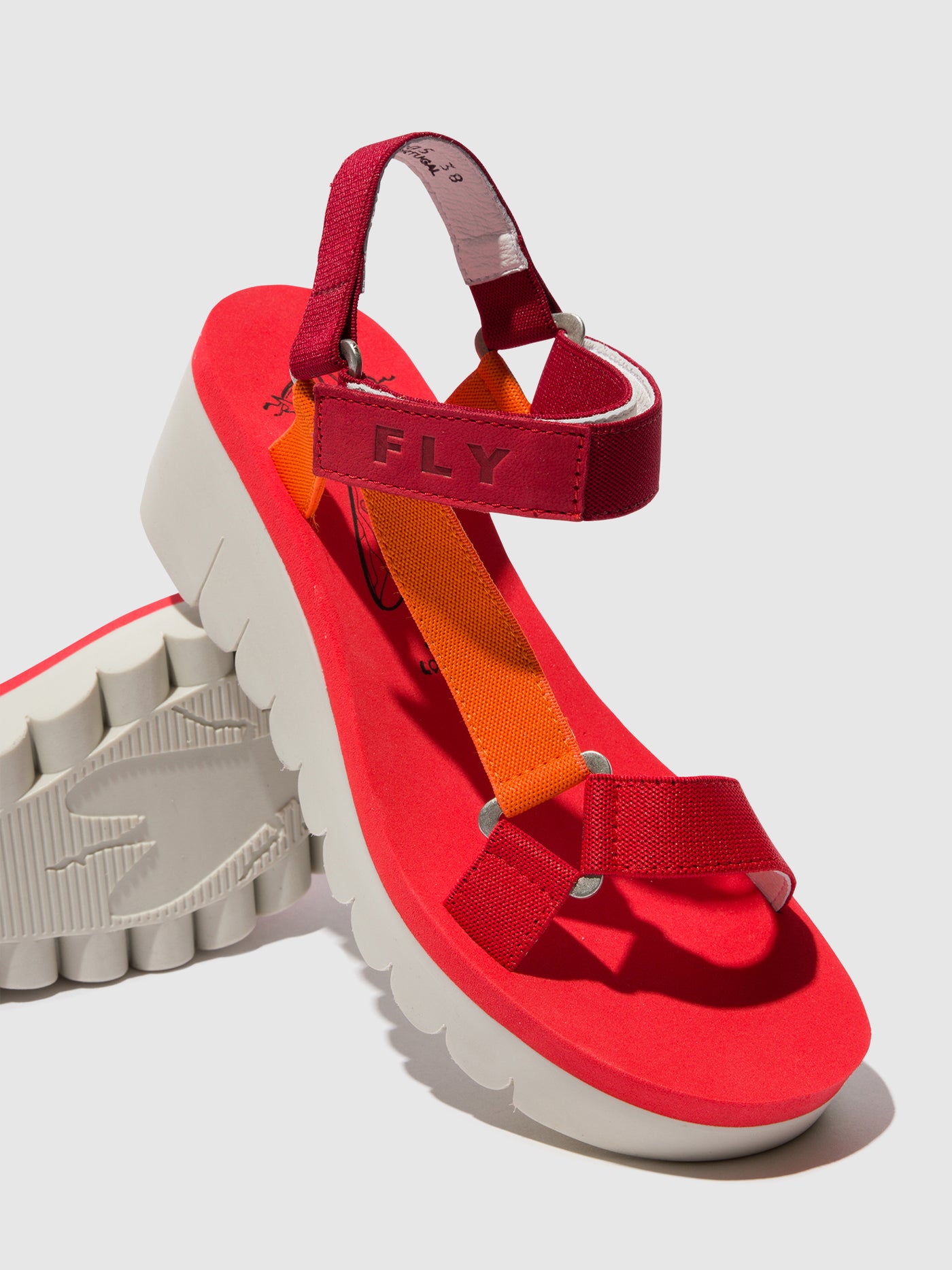 Multi (Red) Fly London Velcro Sandals Women's Sandals | 013579MVK