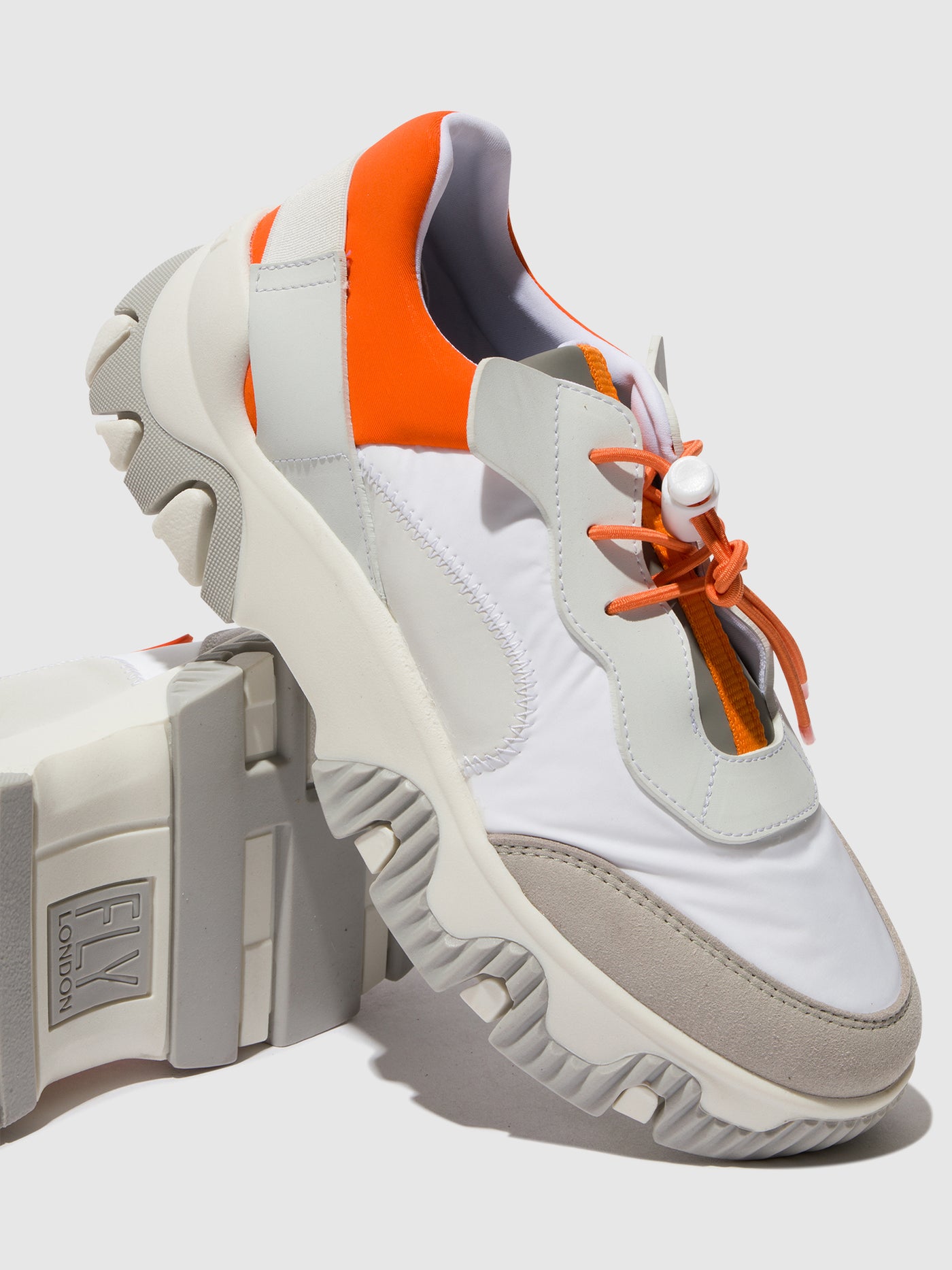 Offwhite/Coral Fly London Elasticated Men's Sneakers | 316572VGY