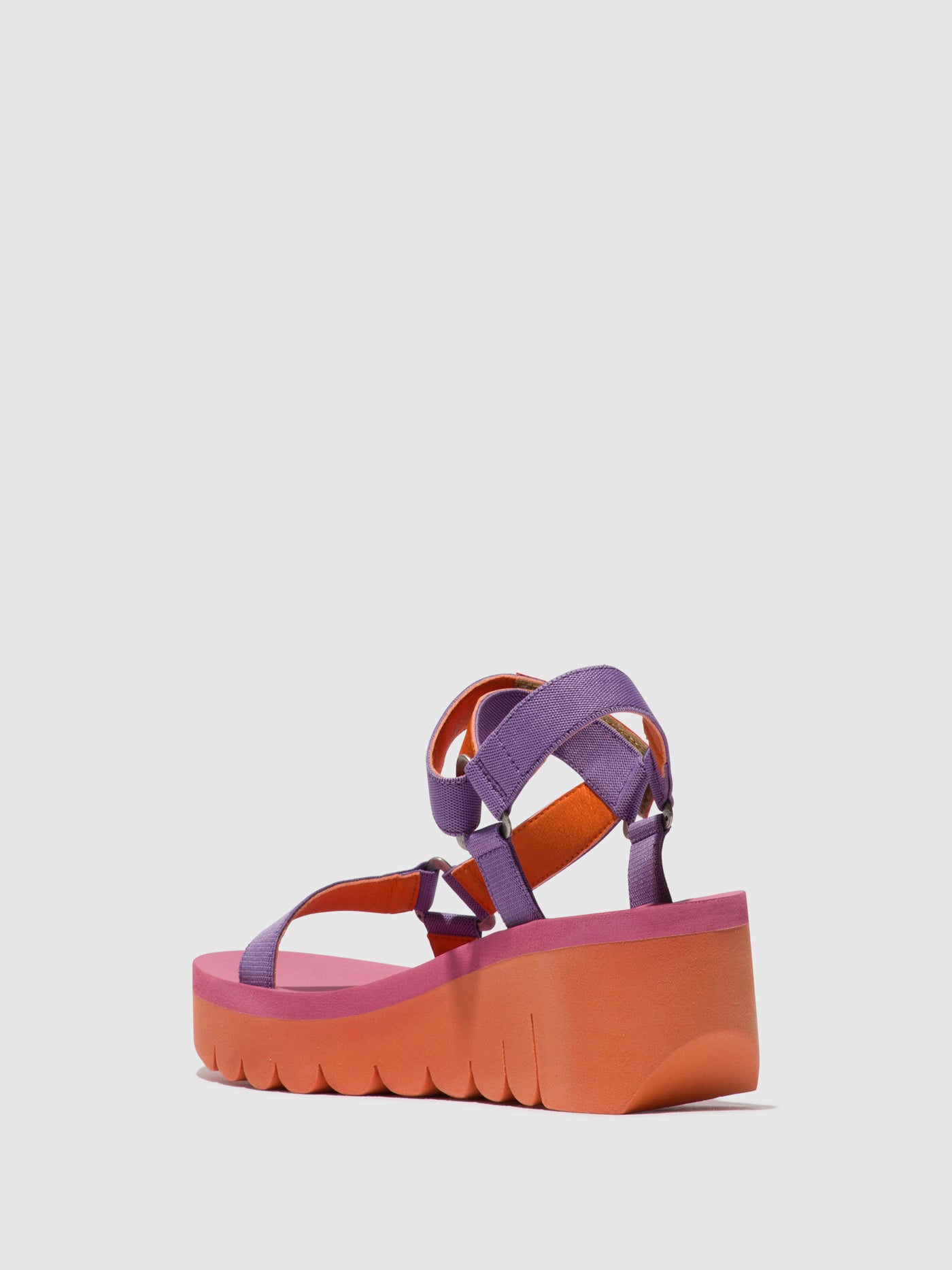 Orange/Violet (Rose) Fly London Velcro Women's Sandals | 372158HSQ