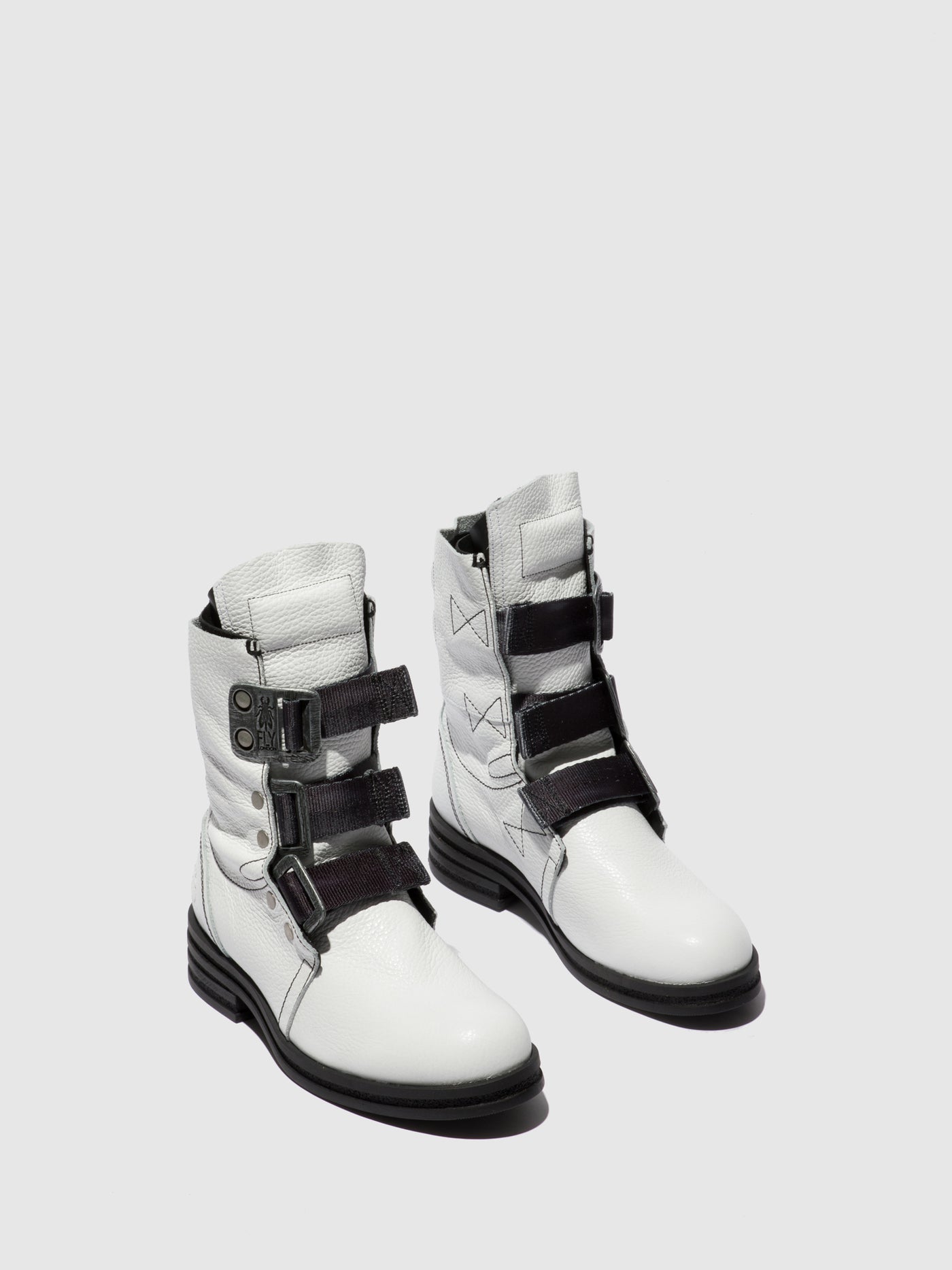 Rio White Fly London Buckle Boots Women's Ankle Boots | 790243NGC