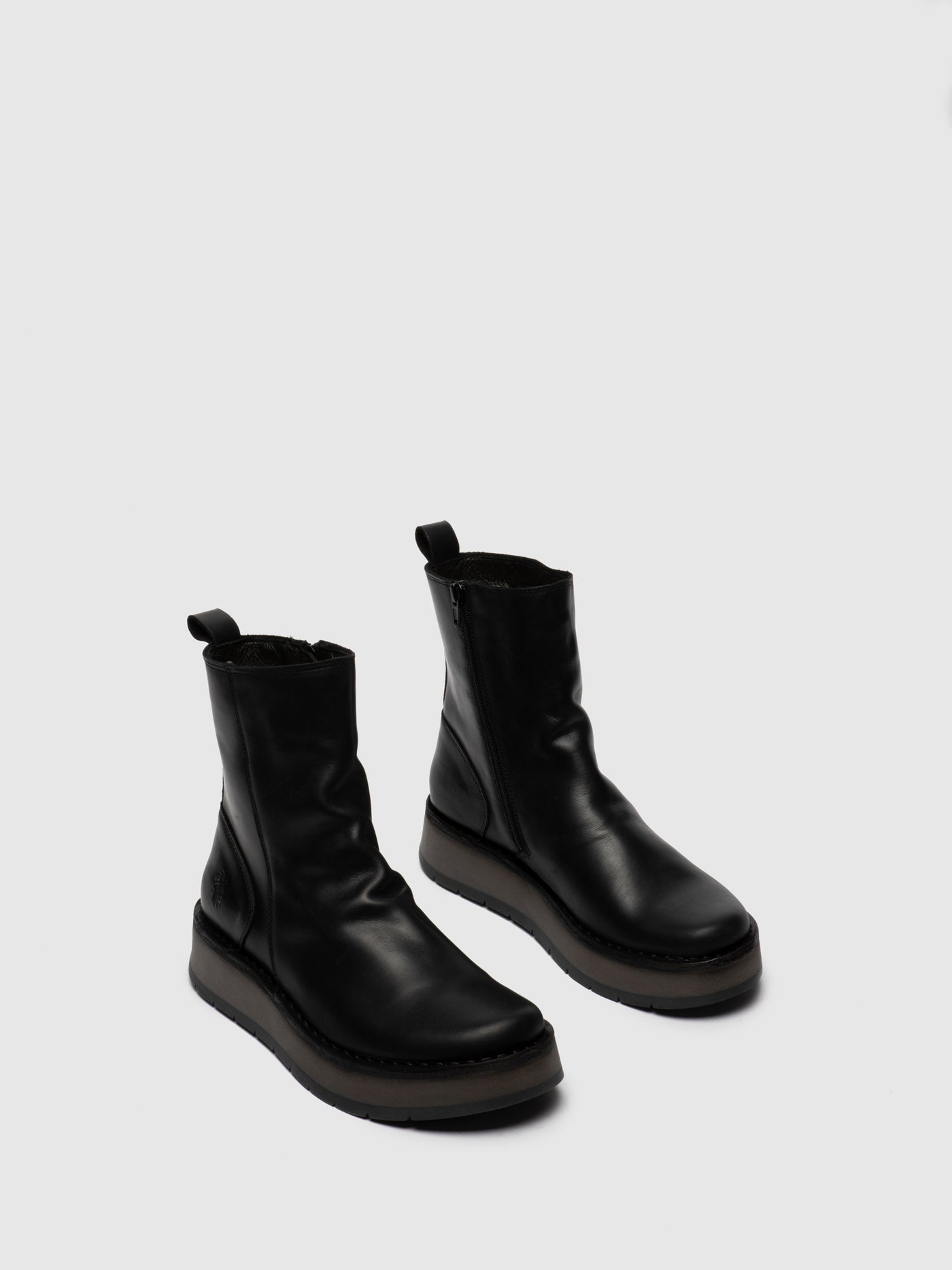 Rug Black Fly London Zip Up Boots Women's Ankle Boots | 096541OMU