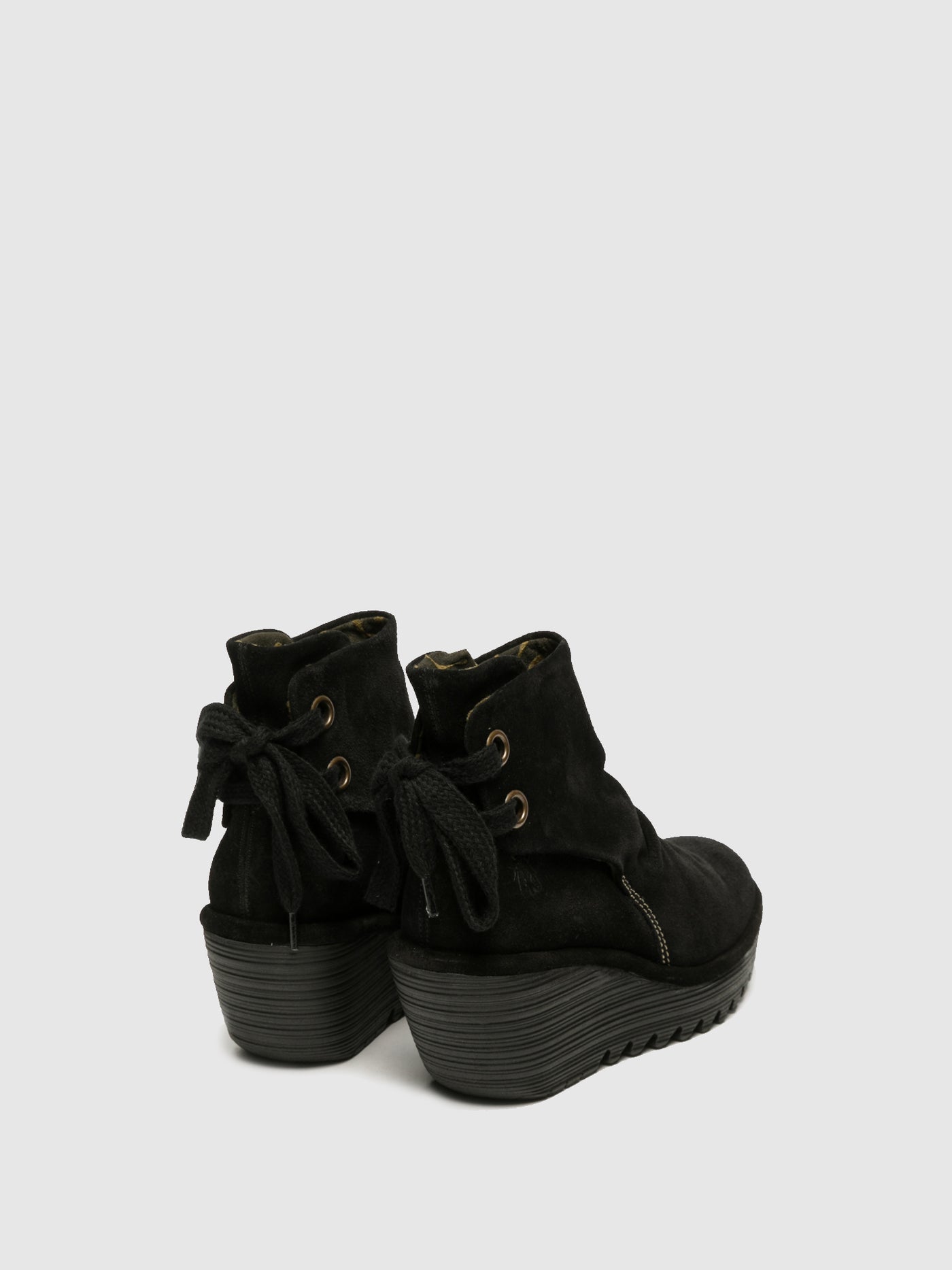 Suede Black Fly London Wedge YAMA Women's Wedges | 305876MNP