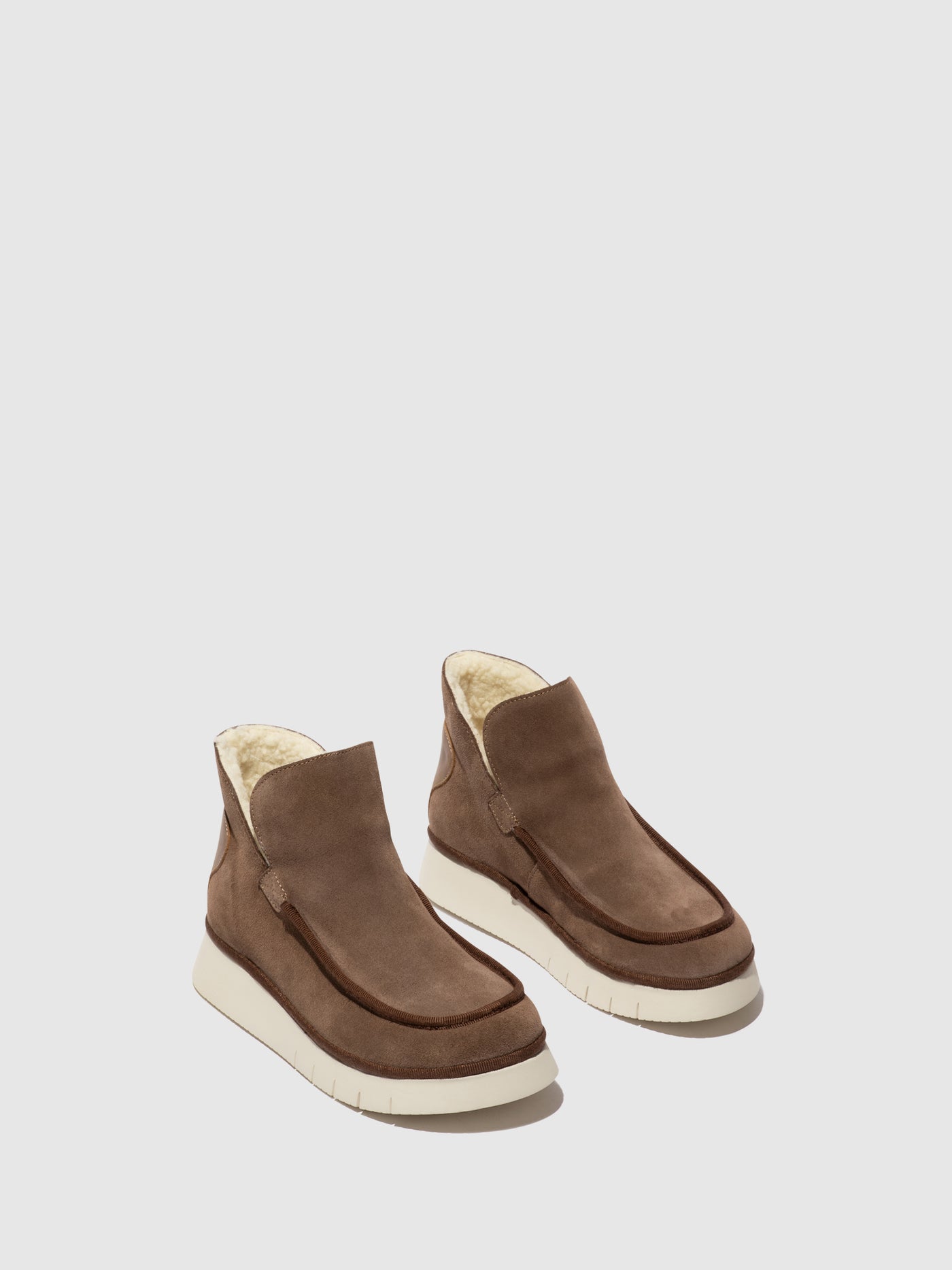 Taupe/Camel Fly London Round Toe Women's Ankle Boots | 698037KMV