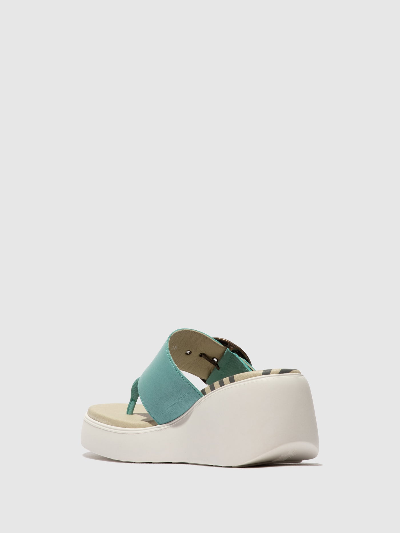 Turquoise Fly London Buckle Women's Mules | 643890EWF