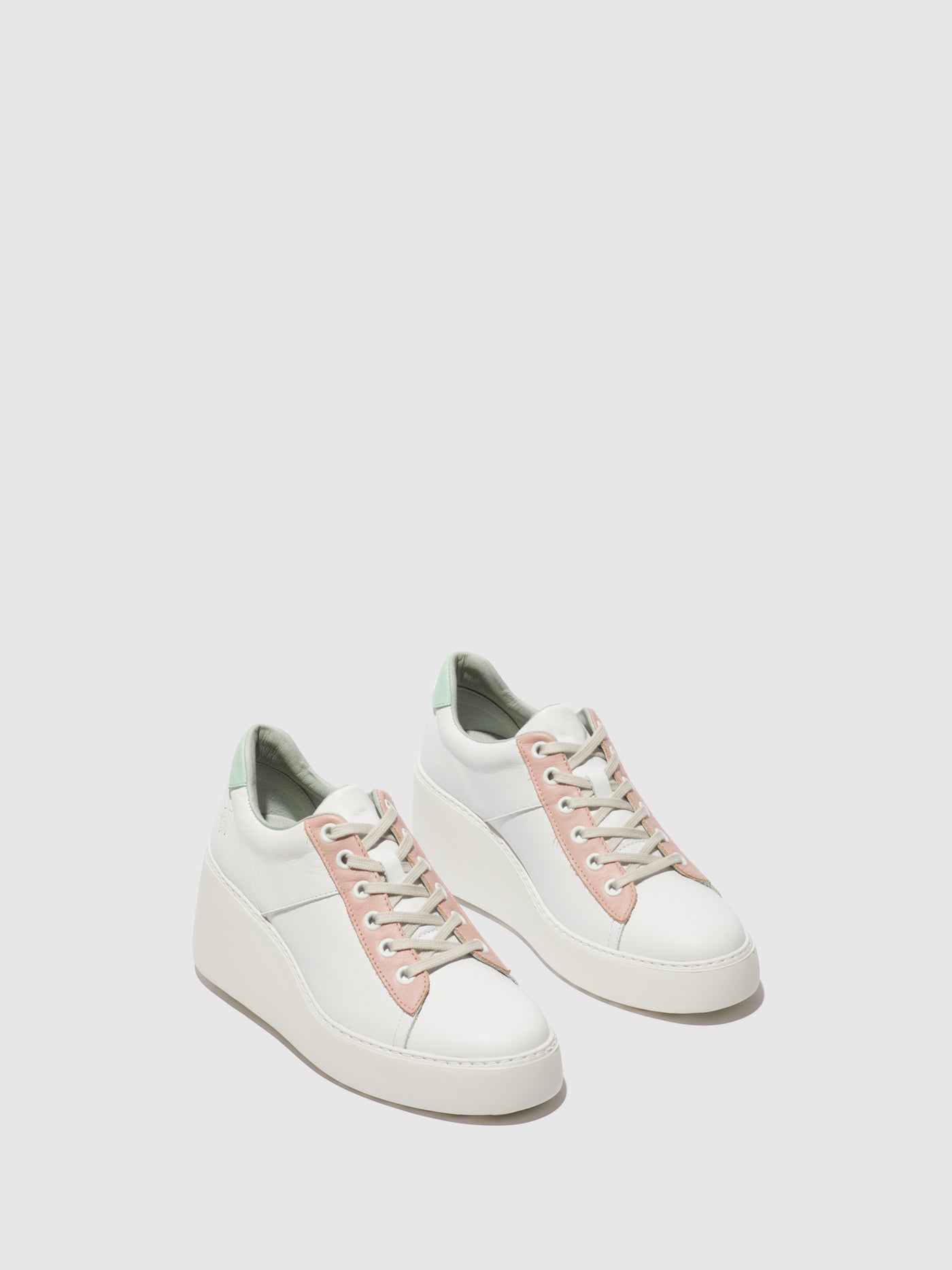 White/Nude/Mint Fly London Lace-up Women's Sneakers | 973286OJW